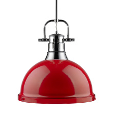 Golden 3604-L CH-RD - Yep by Golden Lighting Duncan 1-light 14in Rod Hung Pendant in Chrome and Red shade